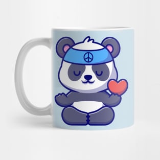 Cute Peace Panda Meditating Yoga Cartoon Mug